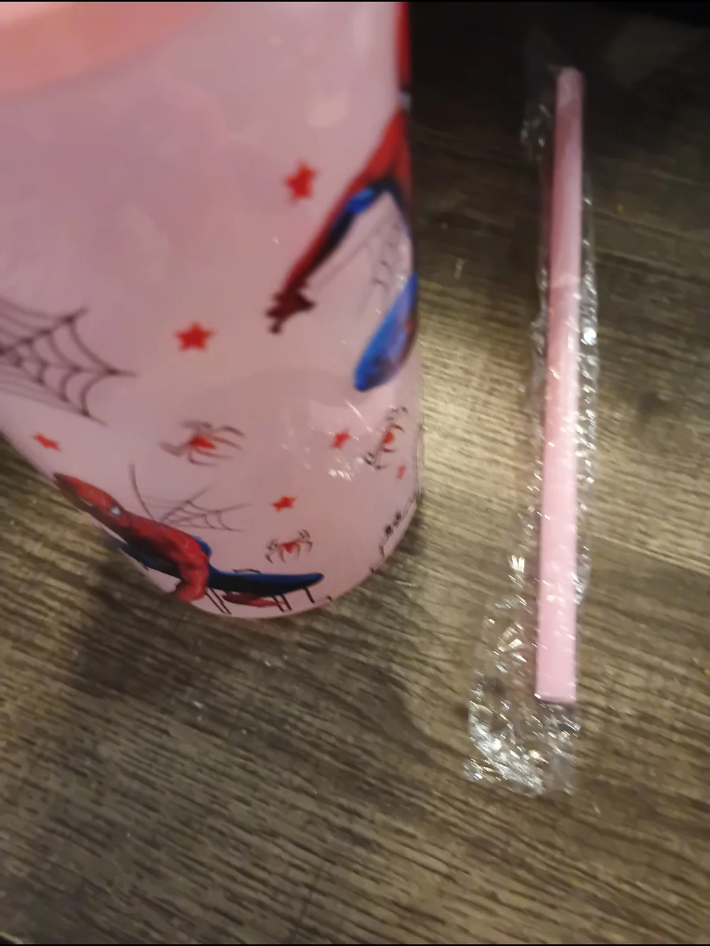 Spiderman Pink Kids Plastic Straw Cup - Official Character Design